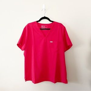 FIGS Catarina Neon Red Color Scrub Top